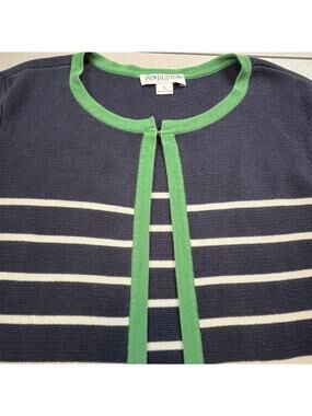 Pendleton Cardigan Sweater Women Size Small Petite Silk Blend Nautical Striped